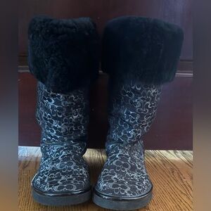 Coach Black Winter Boots with Pattern